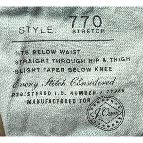 J. Crew Men's Dark Wash Style 770 Tapered Leg Blue Denim Jeans - Size 36x29.5 - Picture 8 of 9